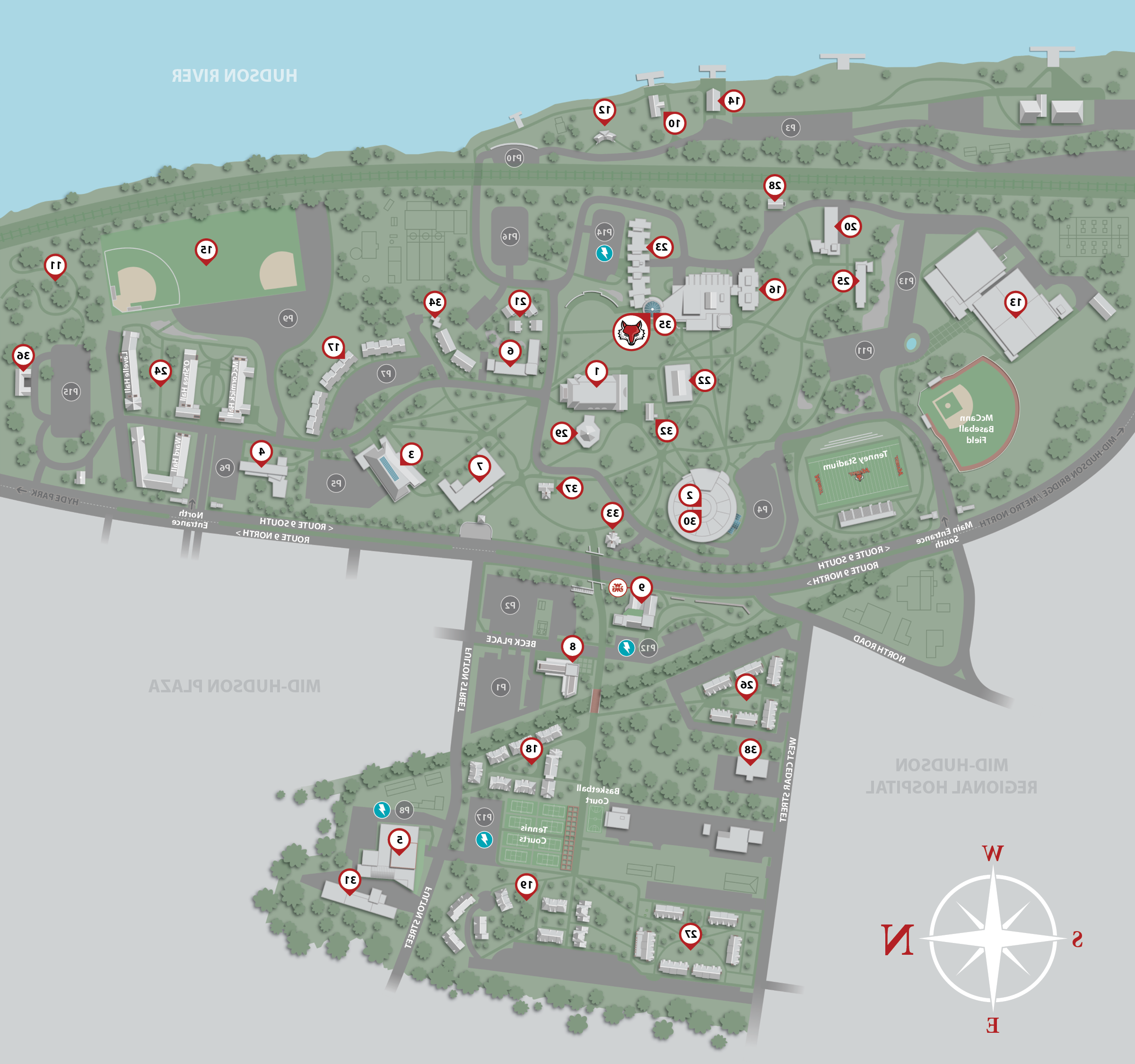 Image of Marist Poughkeepsie campus map.